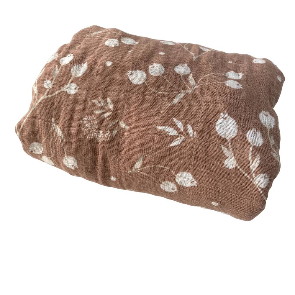 Saranoni Cotton Muslin Changing Pad Cover - Floral Botanical - Dusty Rose